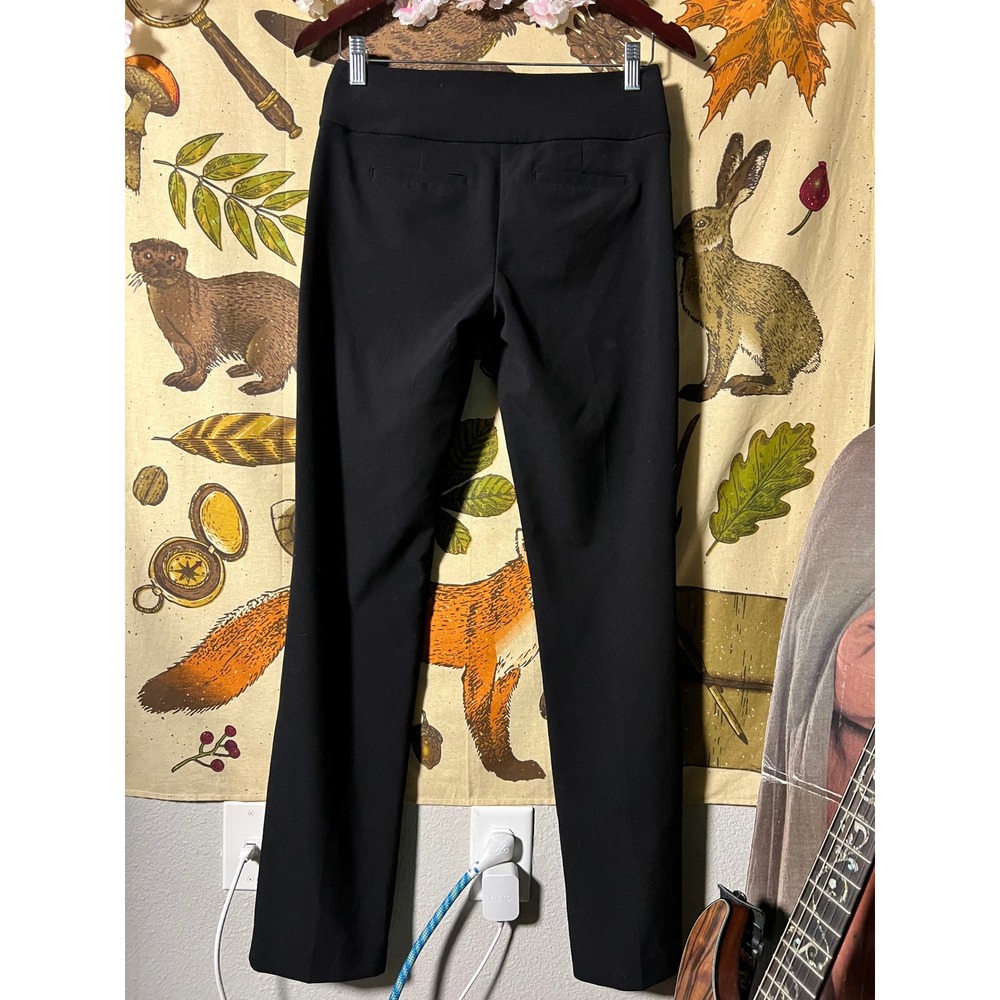 Dress Pants Women Size 1 Black Excellent High Rise Triple Button Stretch Office - Picture 5 of 6